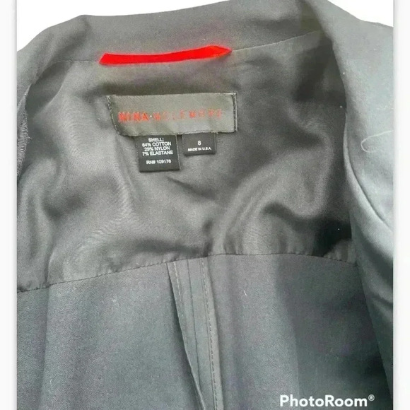 Nina Mclemore Women’s Blazer 8 Open Jacket Black Pockets Career Cotton Stretch - Picture 3 of 4